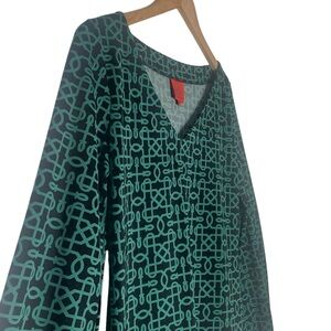 Tracy Negoshian Geometric Border Print Dress Career Office Comfort Shift  Size L